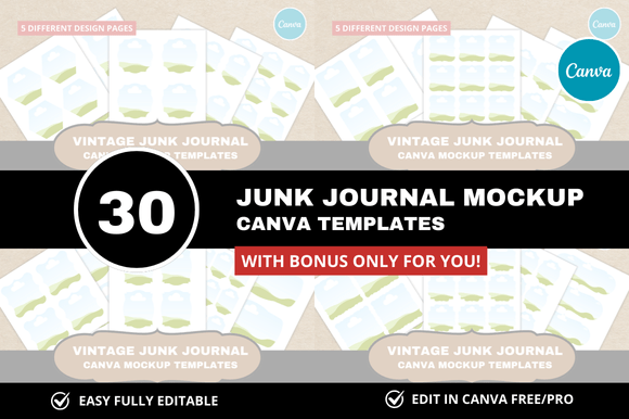 30 Vintage Junk Journal Template + Bonus: Elevate Your Etsy Shop