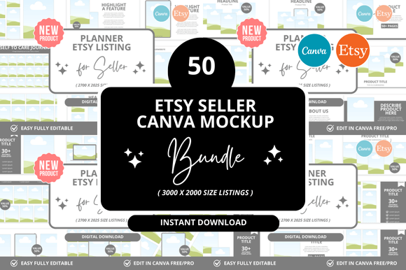50 Planner Etsy Listings Mockup: Your Design Shortcut