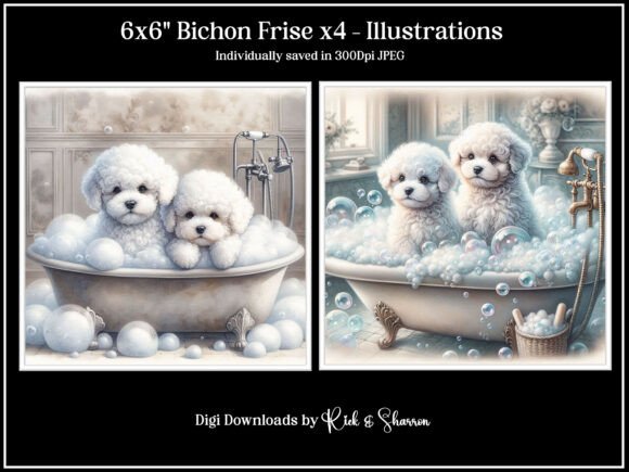 Bichon Frise Puppies X4 Illustrations: A Designer's Asset