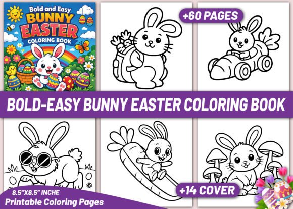 Bold & Easy Bunny Easter Coloring Book: A Designer's Creative Resource