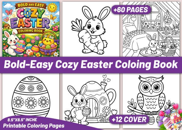 Bold & Easy Cozy Easter Coloring Book: A Designer's Asset