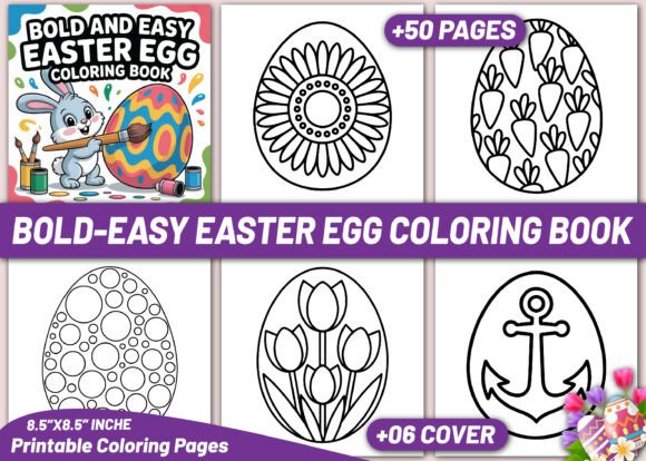 Bold & Easy Easter Eggs Coloring Book: Creative Design Assets