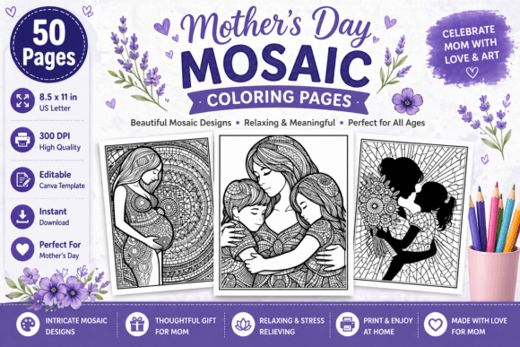 Celebrate Motherhood with Mosaic Coloring Pages