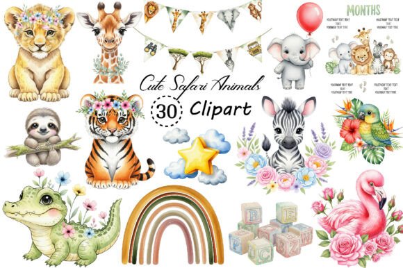 Cute Safari Animals PNG Clipart: Enhancing Your Creative Projects