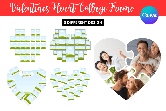 Elevate Your Designs with 5 Heart Frame Mockup Canva