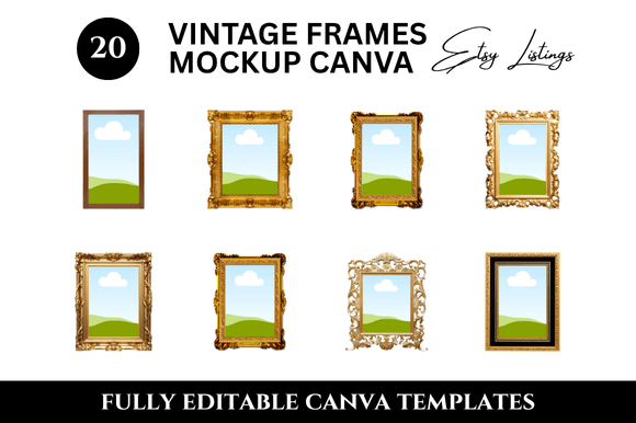 Elevate Your Etsy Shop with 20 Wall Frame Listings Mockup