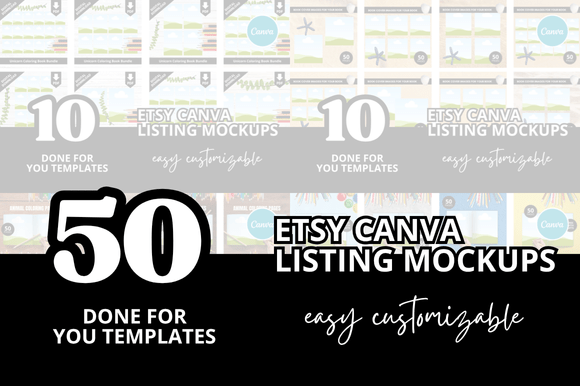 Elevate Your Etsy Shop with 50 Children's Coloring Listing Mockup