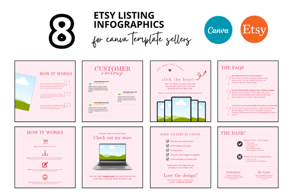Elevate Your Etsy Shop with Pink Infographic Mockups