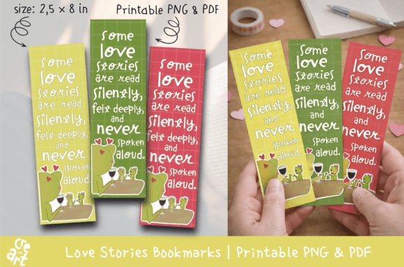 Elevate Your Reading Experience with Love Stories Bookmarks - PNG & PDF