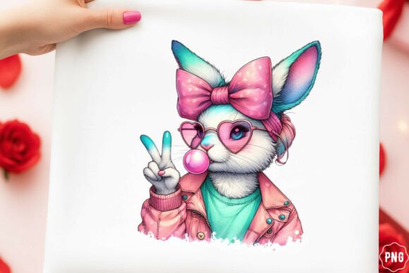 Glitter Easter Bunny Coquette Png for Modern Design