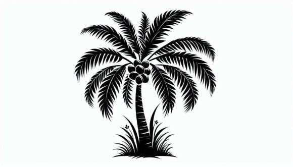 Palm Tree with Coconuts: A Tropical Design Asset