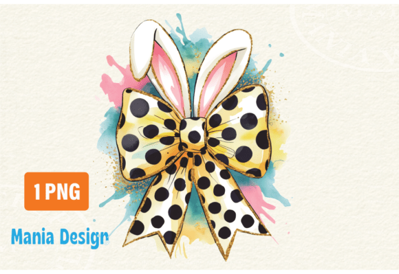 Polka Dot Easter Bow Bunny Coquette PNG: A Designer's Delight