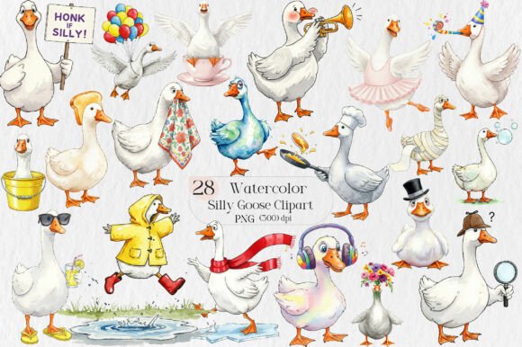 Silly Goose SVG PNG Sublimation Clipart: Creative Design Assets