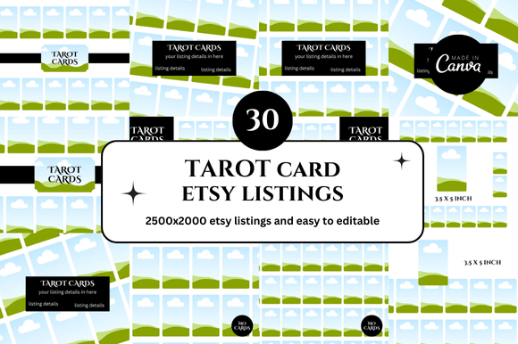 Transform Your Etsy Shop with 30 Tarot Card Listings Mockups