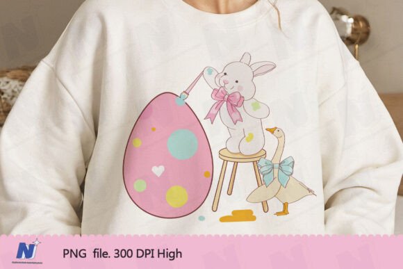 Whimsical Easter Art: Bunny & Goose for Your Projects