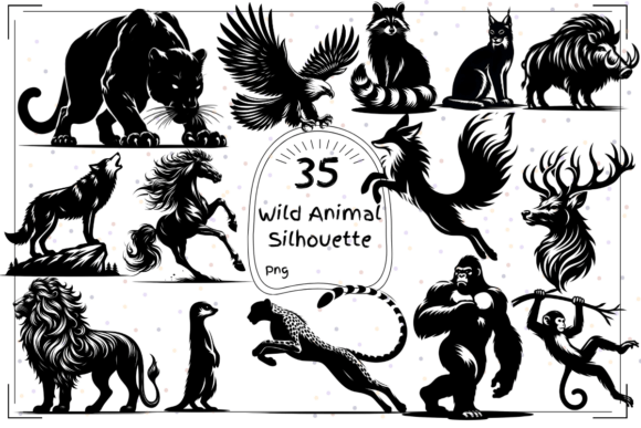 Wild Animal Silhouette Clipart: 35 Bold Vectors for Design